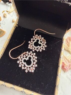 Disney Rose Gold Crystal Drop Earrings